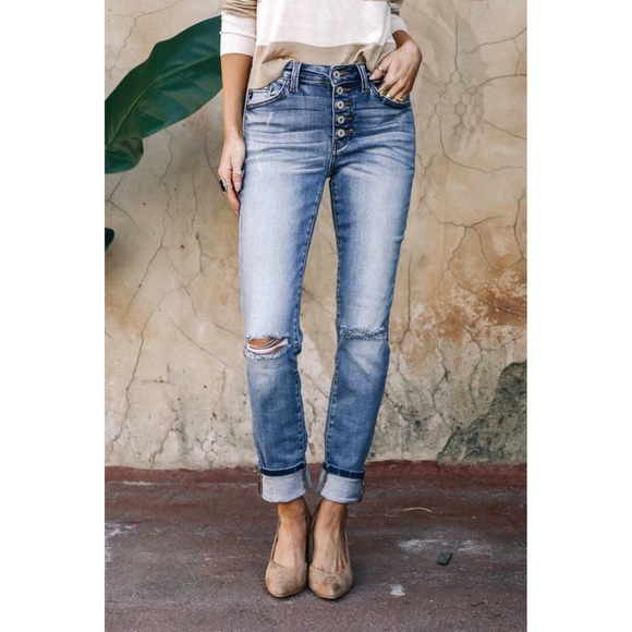 NWT Kancan Button Fly High Rise Straight Fit Denim - Picture 2 of 7